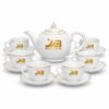 Bộ Ấm Trà Logo Vàng Kim Quà Tết Doanh Nghiệp – Sứ Trắng Vẽ Vàng 24K Cao Cấp, Tôn Vinh Văn Hóa Thưởng Trà Và Gửi Trao Lời Tri Ân