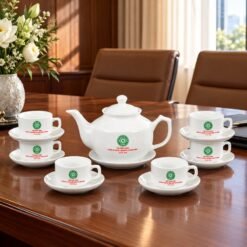 Bộ Ấm Trà Quà Tặng Doanh Nghiệp In Logo – Trọn Bộ Sứ Trắng Bát Tràng Cao Cấp, Gửi Trao Lời Tri Ân Và Kết Nối Hợp Tác Bền Vững