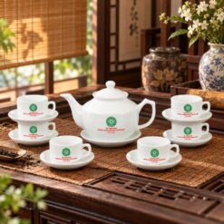 Bộ Ấm Trà Quà Tặng Doanh Nghiệp In Logo – Trọn Bộ Sứ Trắng Bát Tràng Cao Cấp, Gửi Trao Lời Tri Ân Và Kết Nối Hợp Tác Bền Vững