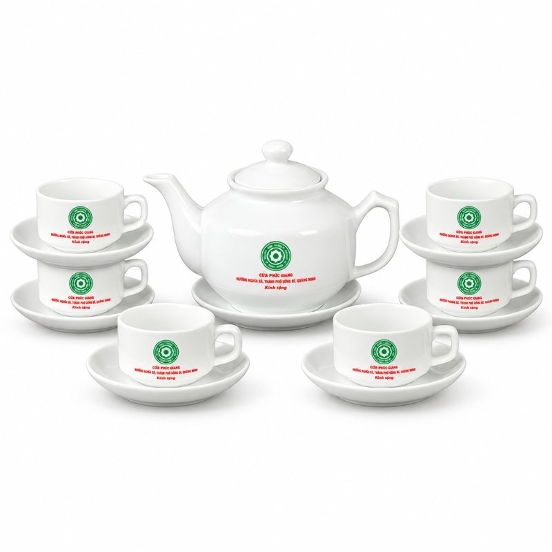 Bộ Ấm Trà Quà Tặng Doanh Nghiệp In Logo – Trọn Bộ Sứ Trắng Bát Tràng Cao Cấp, Gửi Trao Lời Tri Ân Và Kết Nối Hợp Tác Bền Vững