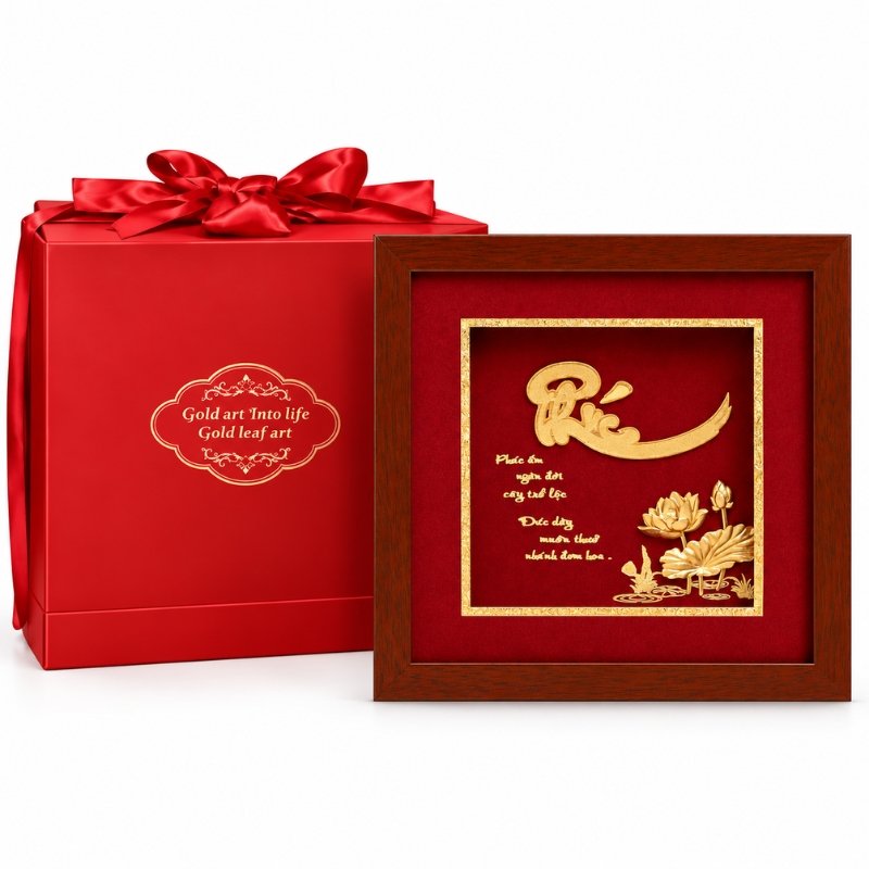 Chữ Phúc Thư Pháp Dát Vàng 24K – Tạo Dấu Ấn Không Gian, Gợi Nhắc Phúc Lộc Và Cuộc Sống Thuận Hòa