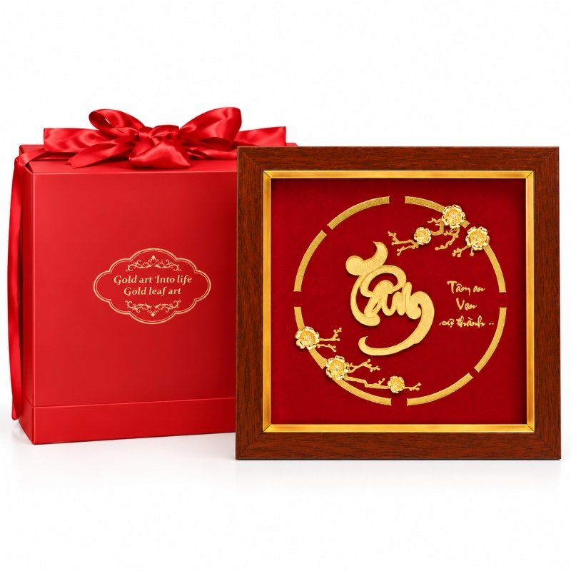 Chữ Tâm Thư Pháp Dát Vàng 24K – Tạo Dấu Ấn Không Gian, Gợi Mở Tinh Thần An Nhiên Và Sáng Suốt