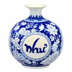 Combo 4 Bình Tài Lộc Vạn Sự Như Ý Cao Cấp 35cm – Sứ Bát Tràng Men Xanh Lam, Trang Trí Sang Trọng, Biểu Tượng May Mắn Và Thành Công