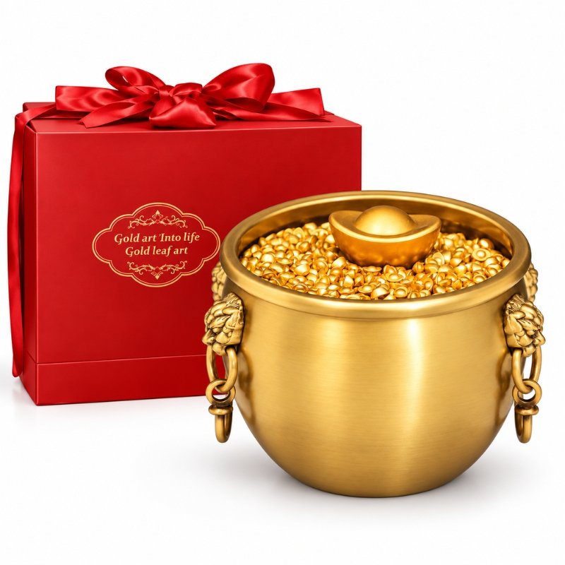 Hũ Vàng Thỏi Dát Vàng 24K – Vật Phẩm Trưng Bày Bàn Làm Việc, Phòng Khách Và Không Gian Kinh Doanh
