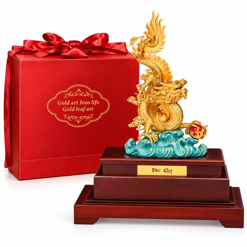 Mô Hình Rồng Mạ Vàng 24K – Điểm Nhấn Không Gian Làm Việc, Gửi Lời Chúc Thăng Tiến Và Thành Công