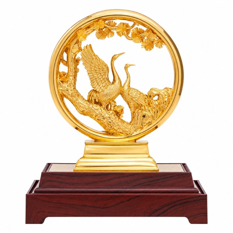 Mô Hình Tùng Hạc Diên Niên Dát Vàng 24K – Tùng Vững Hạc Thanh, Điểm Nhấn Không Gian, Gửi Trao Lời Chúc Trường Thọ