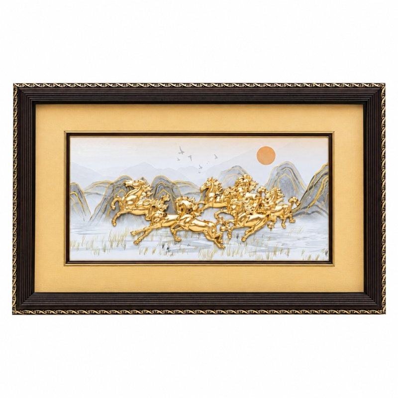 Tranh Bát Mã Mạ Vàng 24K – Trang Trí Phòng Giám Đốc, Biểu Tượng Mã Đáo Thành Công Và Bản Lĩnh Dẫn Dắt
