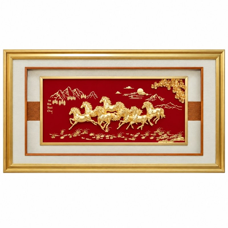Tranh Bát Mã Mạ Vàng 24K – Trang Trí Phòng Làm Việc, Gửi Gắm Ý Nghĩa Công Danh Thuận Lợi Và Sự Nghiệp Han Thông
