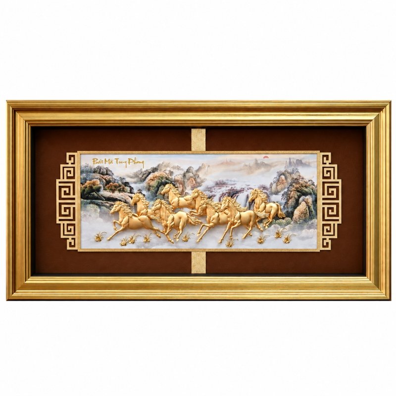Tranh Bát Mã Truy Phong Dát Vàng 24K – Trang Trí Văn Phòng, Tạo Điểm Nhấn Sang Trọng, Gửi Gắm Lời Chúc Mã Đáo Thành Công