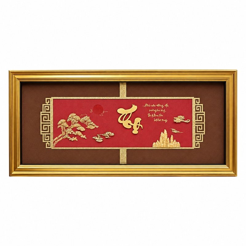 Wiix Gift 20 Tranh Chữ Thọ Dát Vàng 24K – Khổ Lớn 50 X 107 Cm, Tôn Điểm Không Gian Và Gửi Lời Chúc Trường Thọ