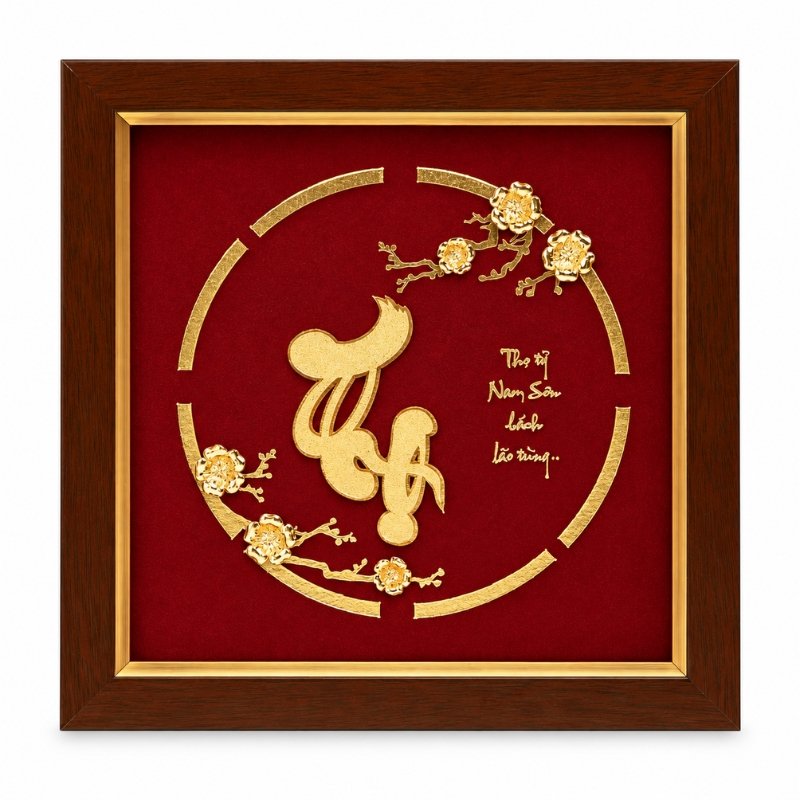 Wiix Gift 22 Tranh Chữ Thọ Dát Vàng 24K – Thiết Kế Nhỏ Gọn 23 X 23 Cm, Dễ Trưng Bày Và Lưu Giữ Lời Chúc Trường Thọ