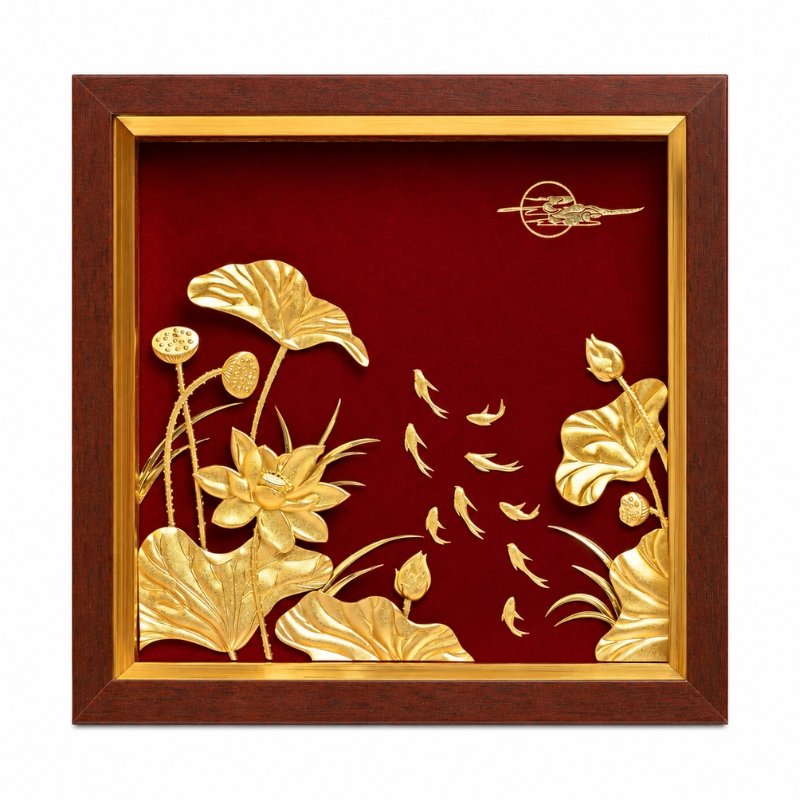 Wiix Gift 23 Tranh Cửu Ngư Hoa Sen Dát Vàng 24K – Thiết Kế Cửu Ngư Quần Hội, Điểm Nhấn Trang Trí Phòng Làm Việc Và Phòng Khách
