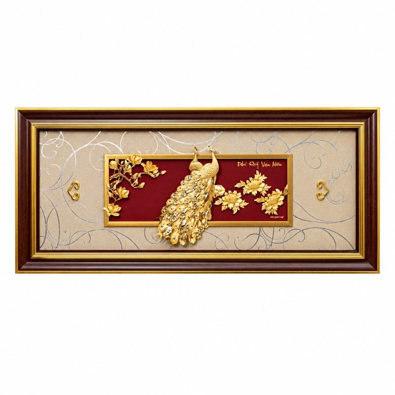 Wiix Gift 22 Tranh Đôi Chim Công Dát Vàng 24K – Nghệ Thuật Chế Tác Tinh Xảo, Trang Trí Phòng Khách, Biểu Tượng Phú Quý Và Hạnh Phúc Viên Mãn