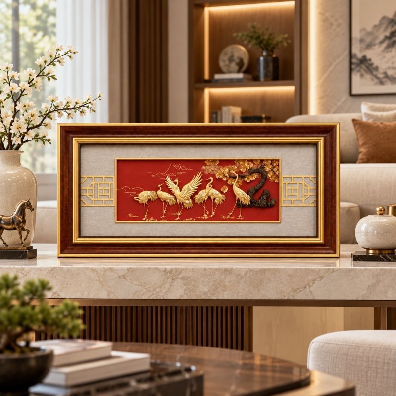 Tranh Tùng Hạc Diên Niên Dát Vàng 24K – Nghệ Thuật Chế Tác Tinh Xảo, Trang Trí Sang Trọng, Biểu Tượng Trường Thọ Và Hạnh Phúc Viên Mãn 3 Tranh Tùng Hạc Diên Niên Dát Vàng 24K – Nghệ Thuật Chế Tác Tinh Xảo, Trang Trí Sang Trọng, Biểu Tượng Trường Thọ Và Hạnh Phúc Viên Mãn - Ảnh 3