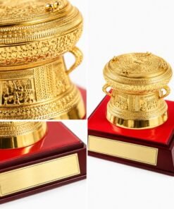 Trống Đồng Dát Vàng 15cm – Vẻ Đẹp Văn Hóa Trường Tồn, Trang Trí Sang Trọng, Quà Biếu Tinh Tế